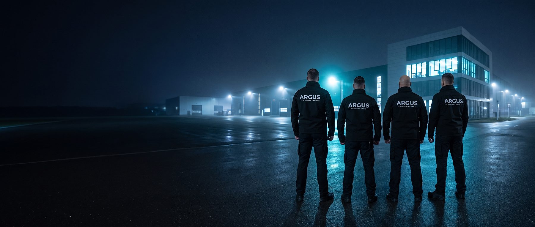 Team der ARGUS Sicherheit GmbH mit ARGUS-Logo auf der Dienstjacke